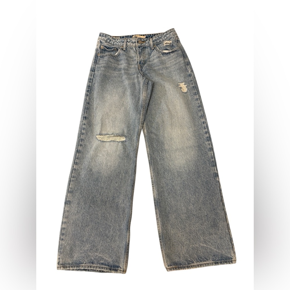 Levi’s Low Loose Straight Leg Distressed Medium Wash Denim Cotton Jeans Size 29